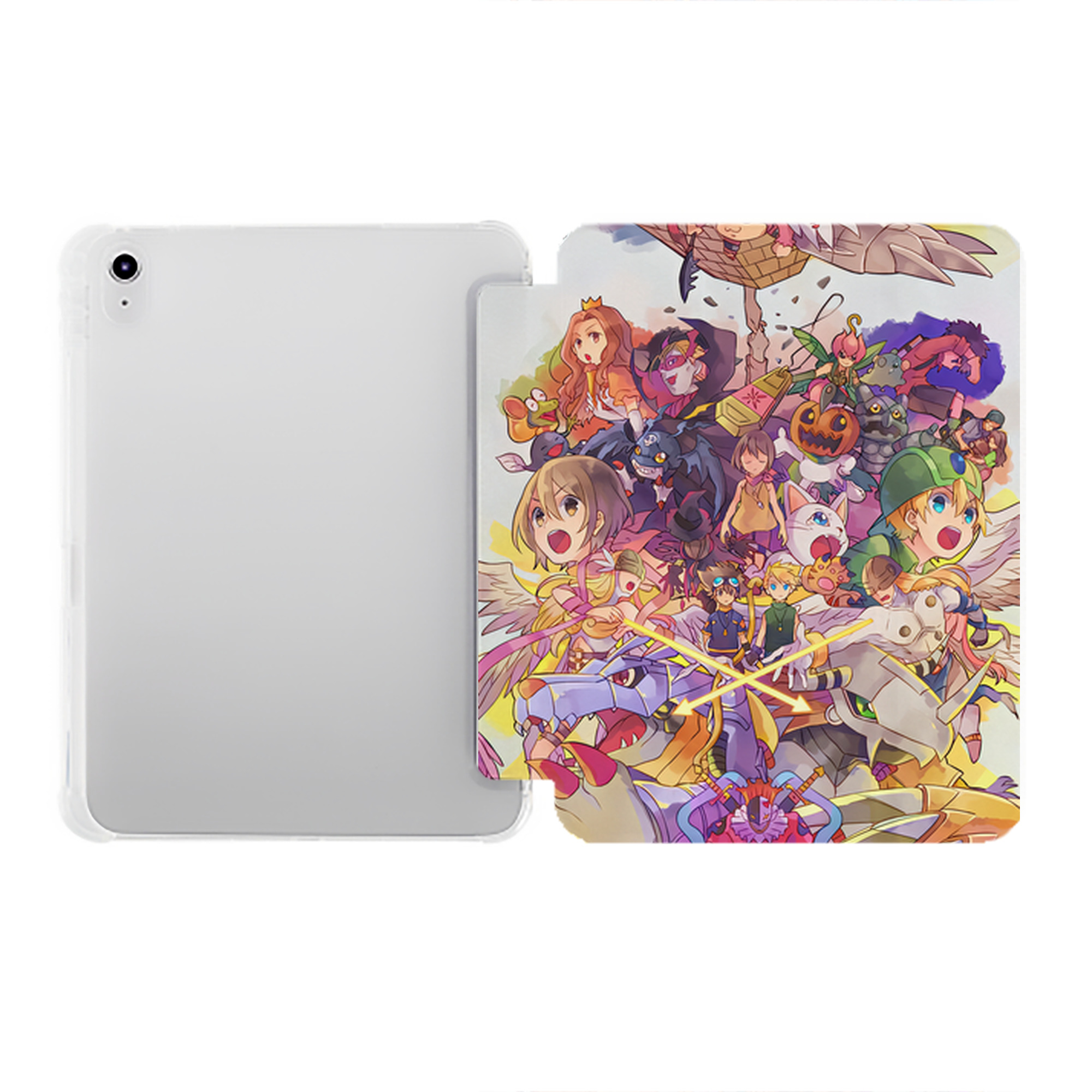 （画像用） Digimon デジタルモンスター/デジモン IPad ケース ペン収納付き 三つ折りスタンド PUレザー×シリコン 対応機種9.5/10.5/10.9インチ